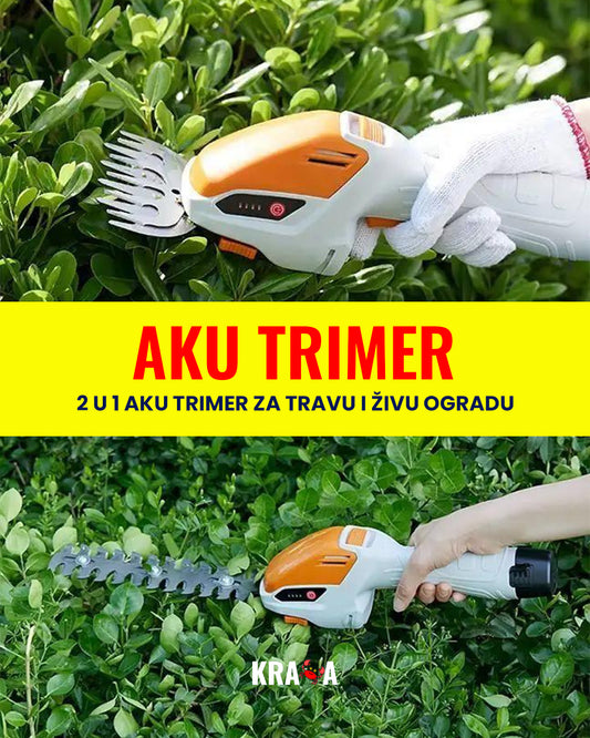 Aku trimer za precizno oblikovanje žive ograde, 2 u 1 aku trimer za travu i živu ogradu