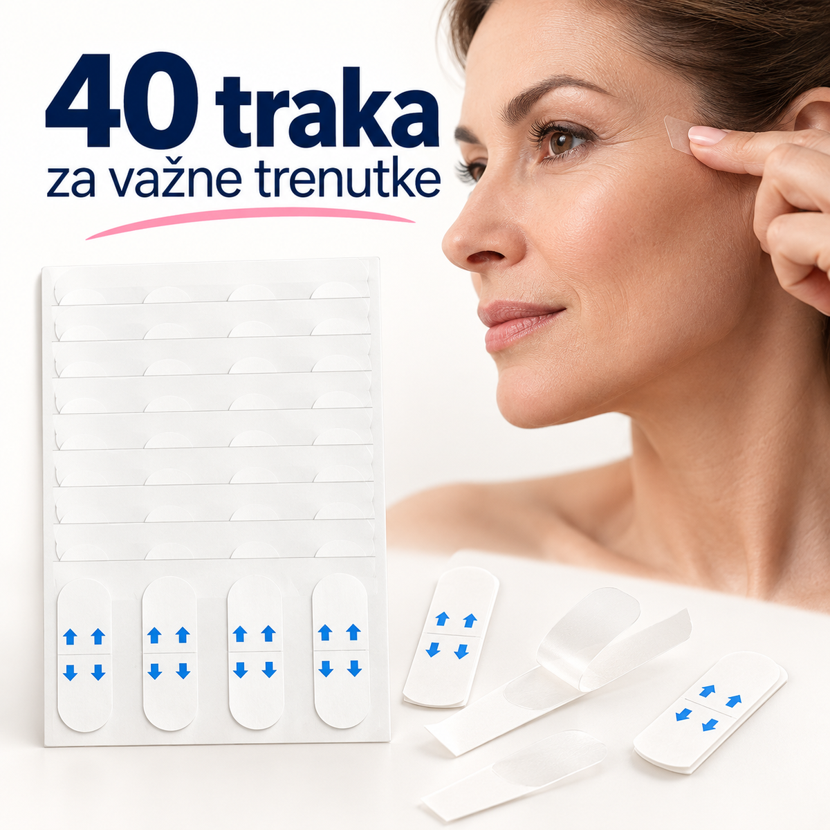 Nevidljive trake za trenutni lifting lica - zategnuta vilica i vrat za 60 sekundi, 40 kom