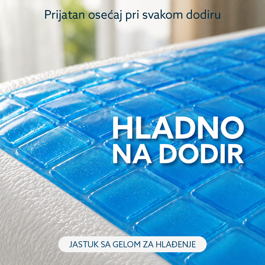 Jastuk od memorijske pene sa plavim gelom za hladjenje, Beli