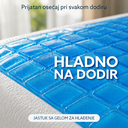 Jastuk od memorijske pene sa plavim gelom za hladjenje, Beli