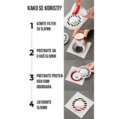 Plastični filter protiv neprijatnih mirisa iz odvoda - Set od 4 komada