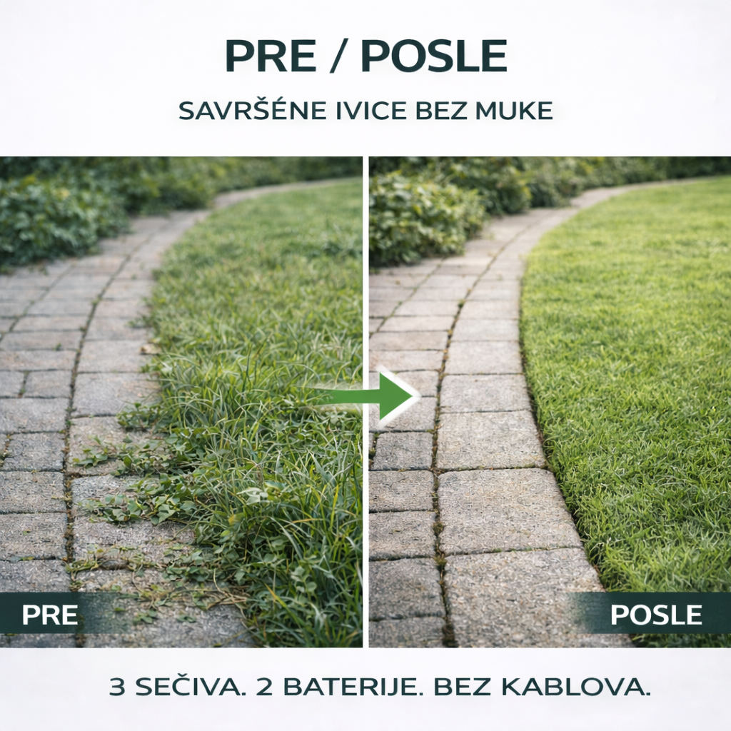 Profesionalni aku trimer za travu sa 2 baterije, trimer sa 3 vrste sečiva