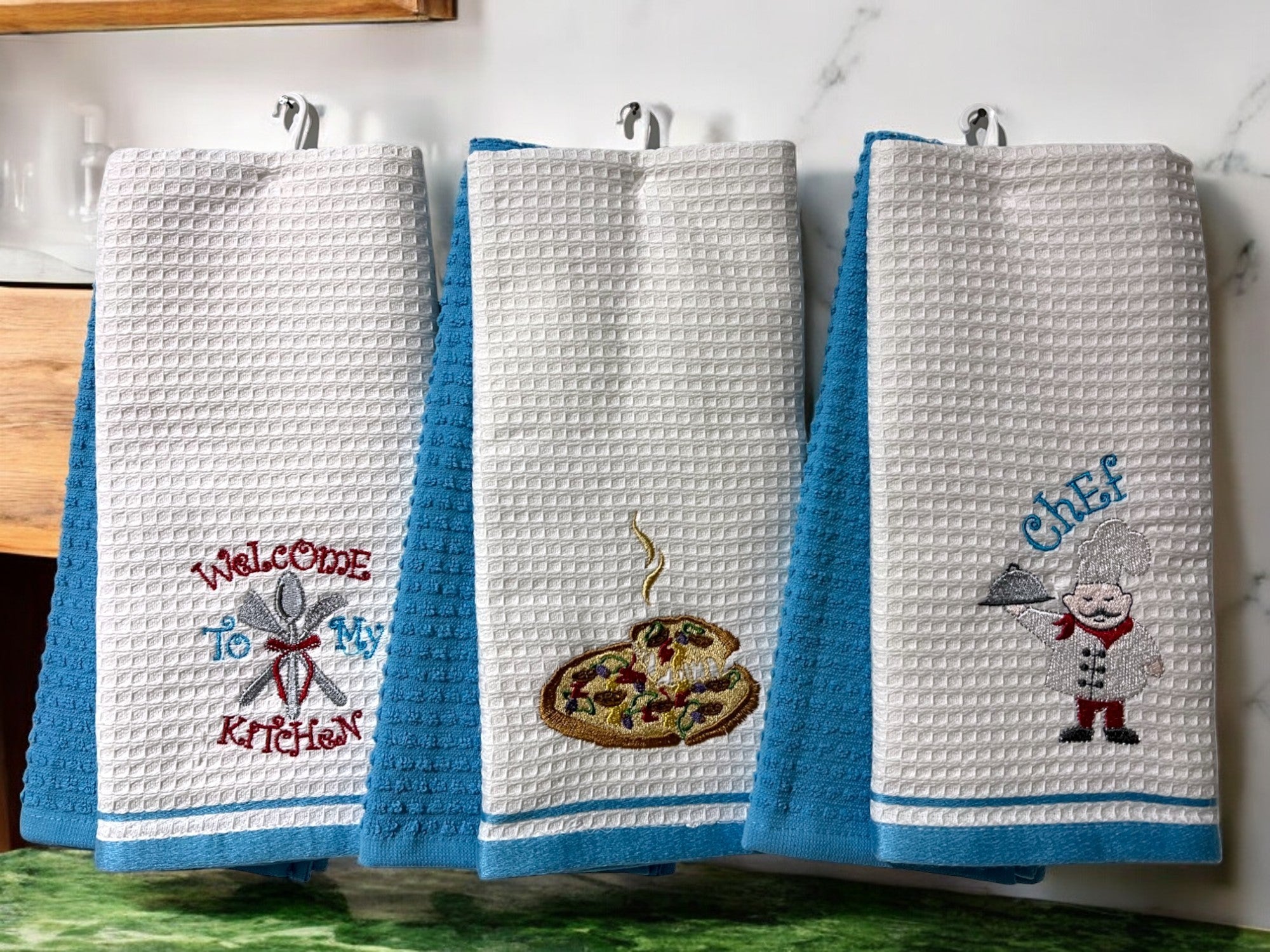 Set 6 kuhinjskih krpa Wafle Light blue