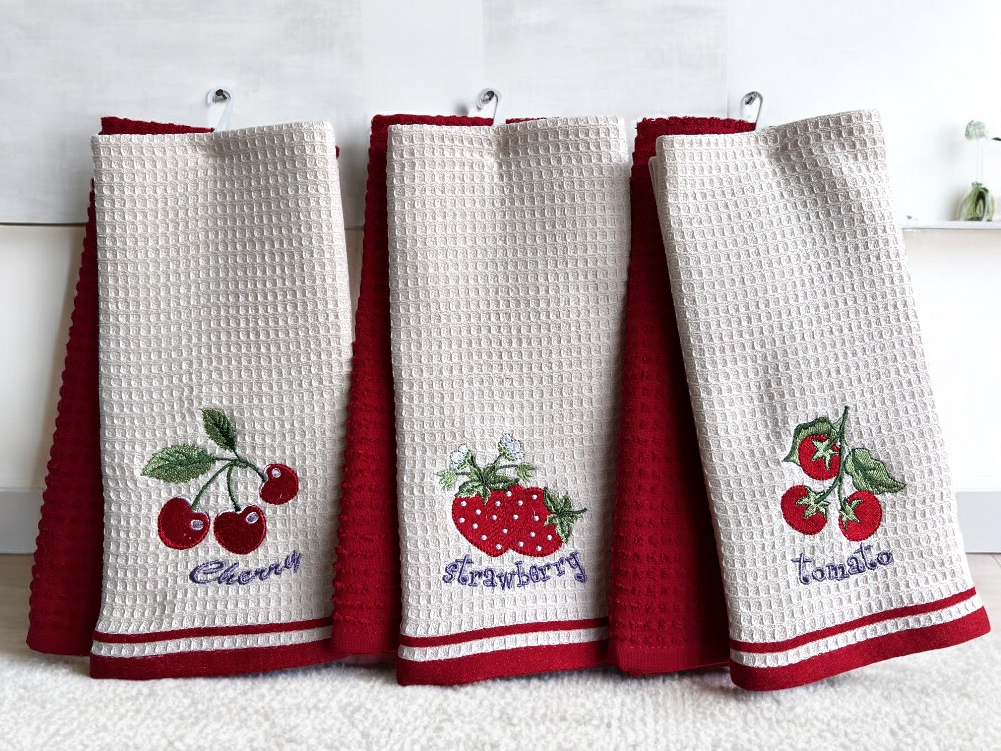 Set 6 kuhinjskih krpa Wafle Red