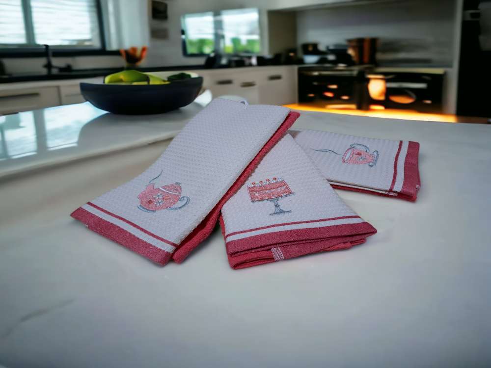Set kuhinjskih krpa Wafle pink