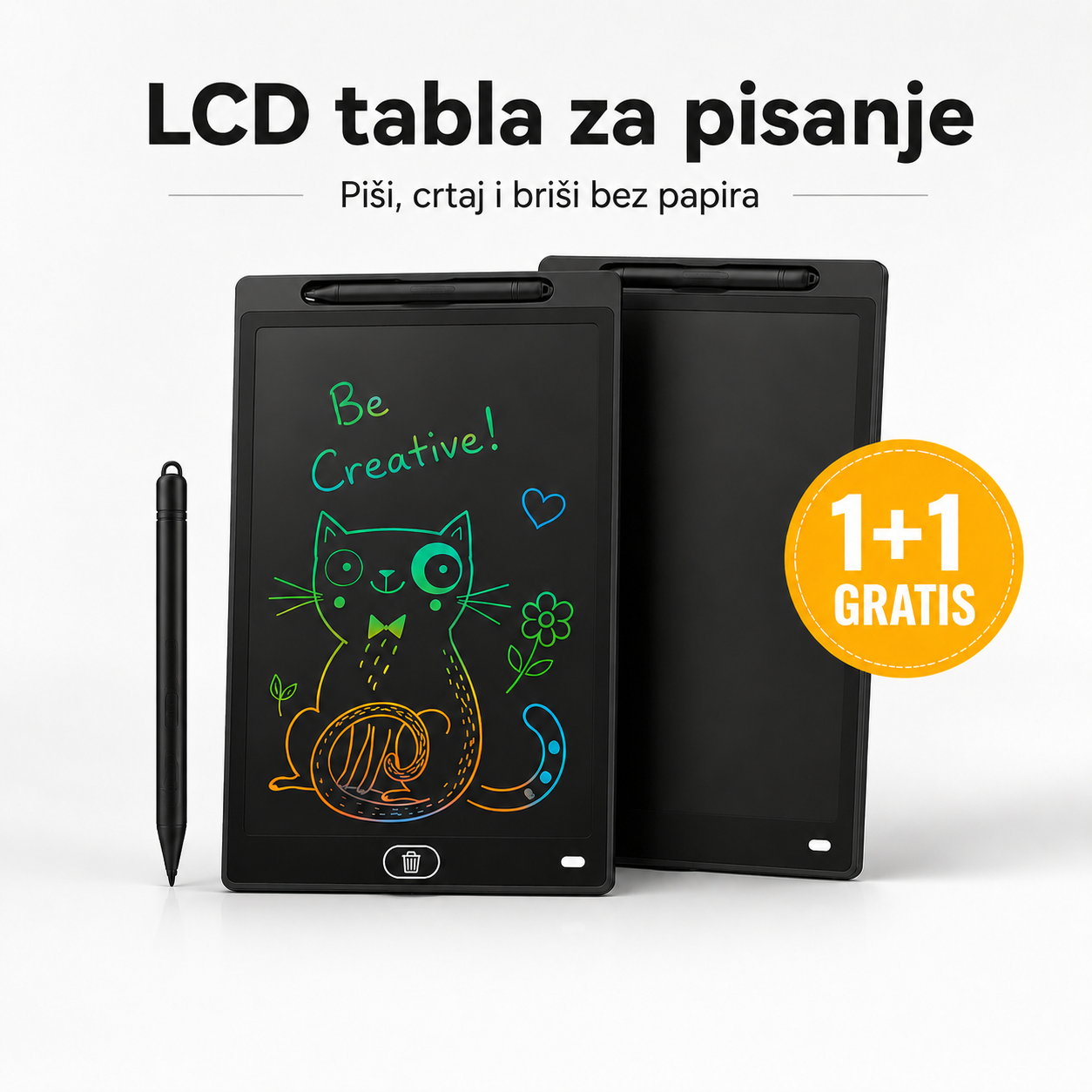 LCD piši-briši tabla za decu, 1+1 gratis