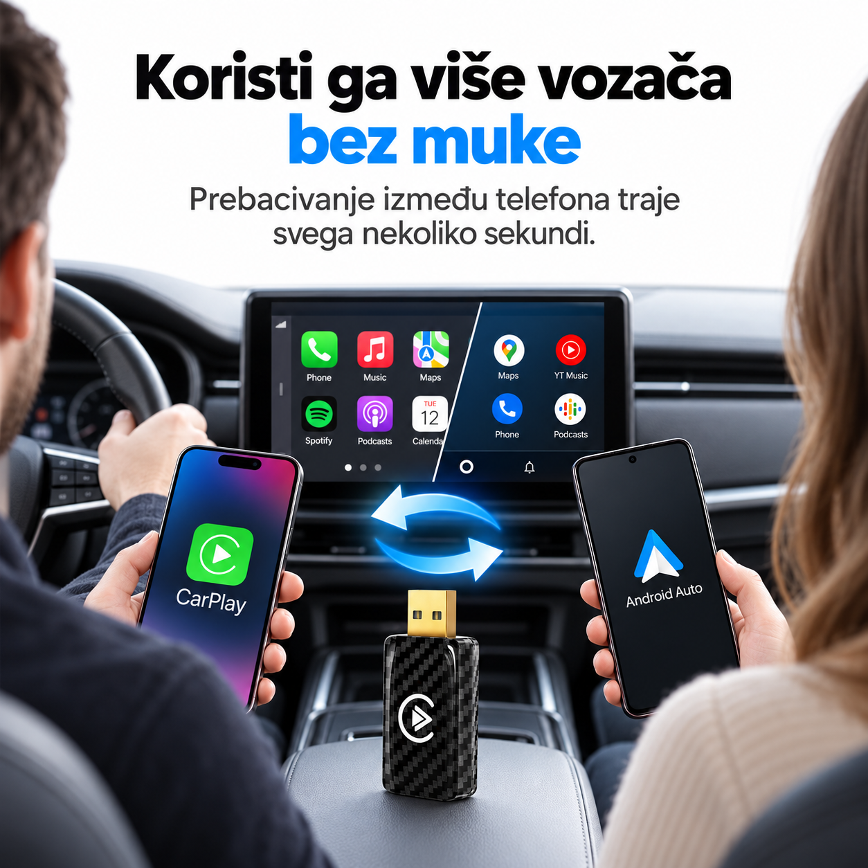 Bežični adapter za Apple CarPlay i Android Auto