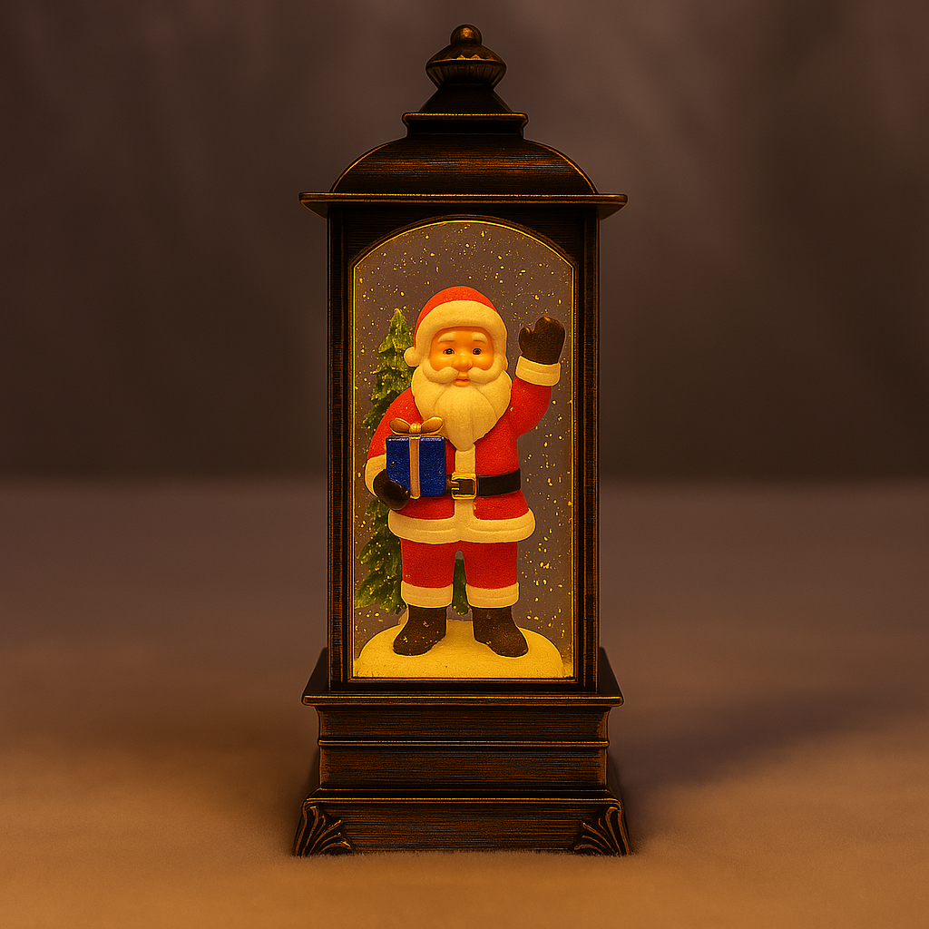 Novogodišnji fenjer Deda Mraz, 20 cm - Novogodišnja dekoracija sa muzikom i LED osvetljenjem