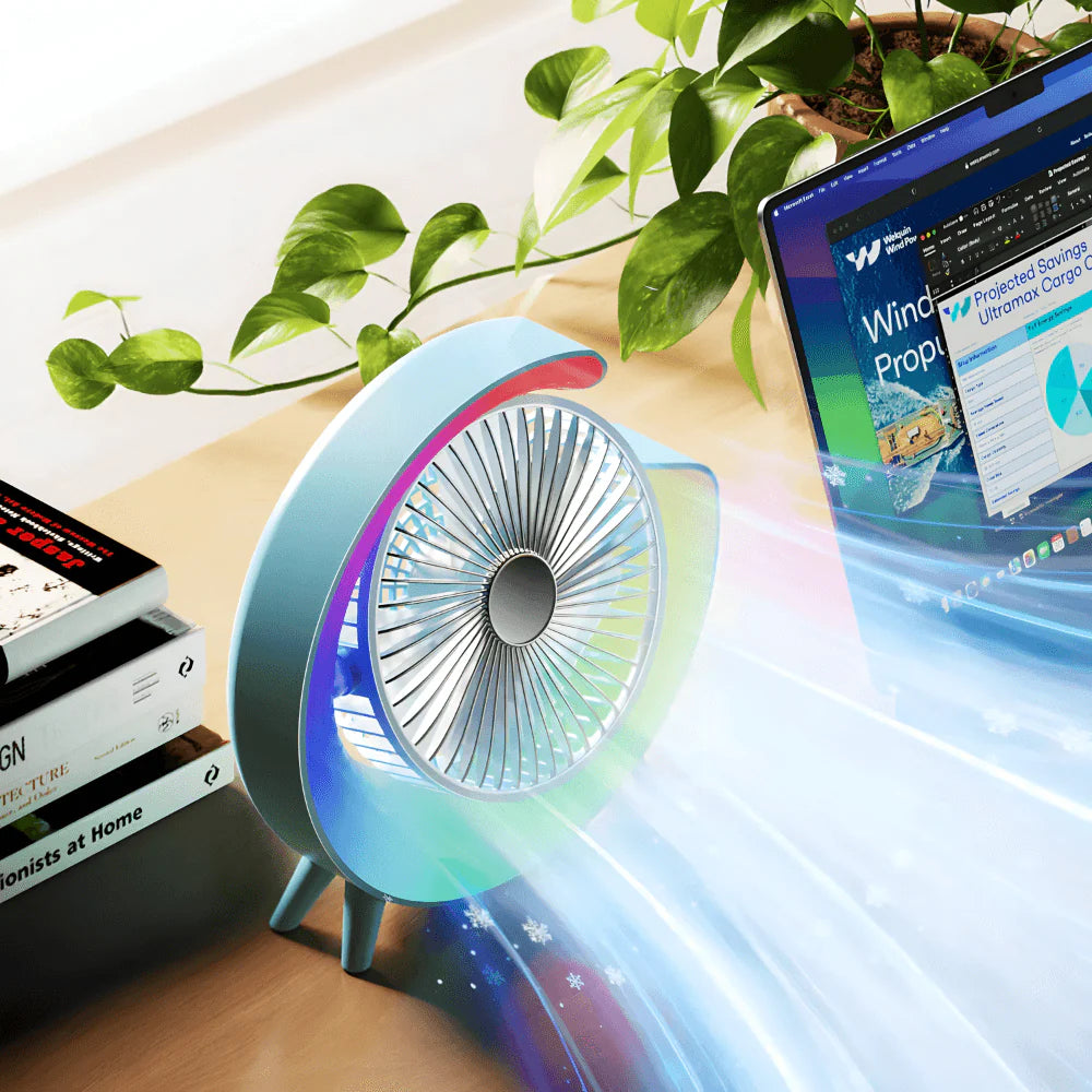 Mini stoni ventilator sa 3 brzine i LED svetlom