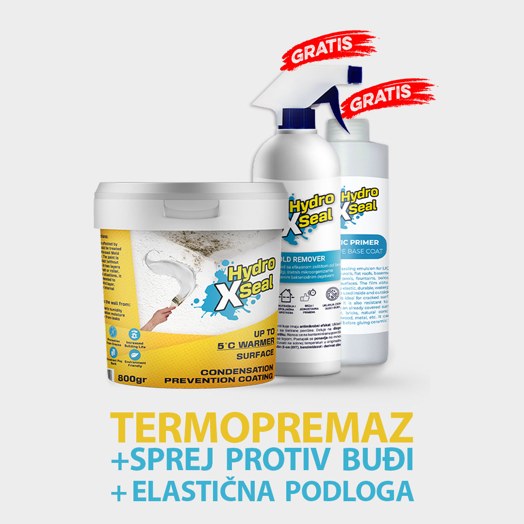 HydroXseal termalni premaz set 1+2 Gratis, Termalna farba, sprej protiv buđi i elastična podloga