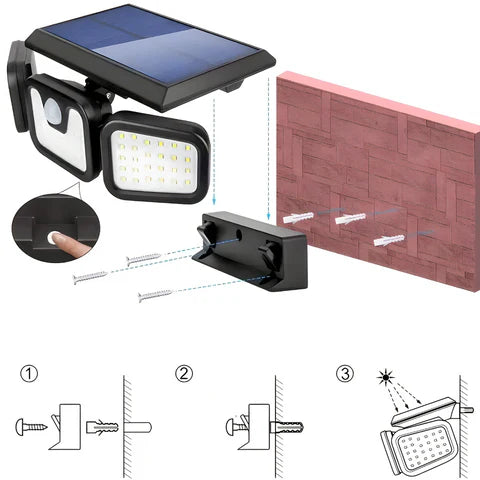Trostrani solarni LED reflektor, Solarni LED reflektor 15W DMD sa senzorom